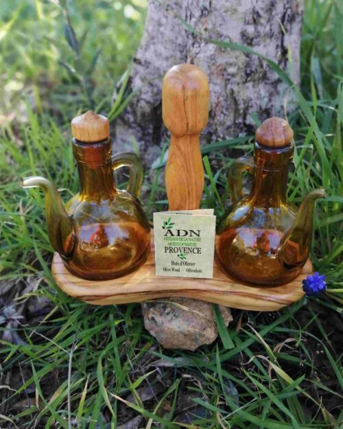 Assaisonnement huile vinaigre en Bois d'Olivier