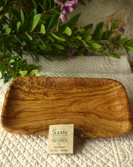 Assiette Rectangulaire en Bois d’olivier 25×12 cm env.