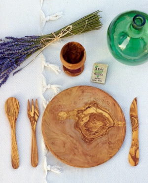 Assiette Ronde en Bois d'Olivier 24 cm env