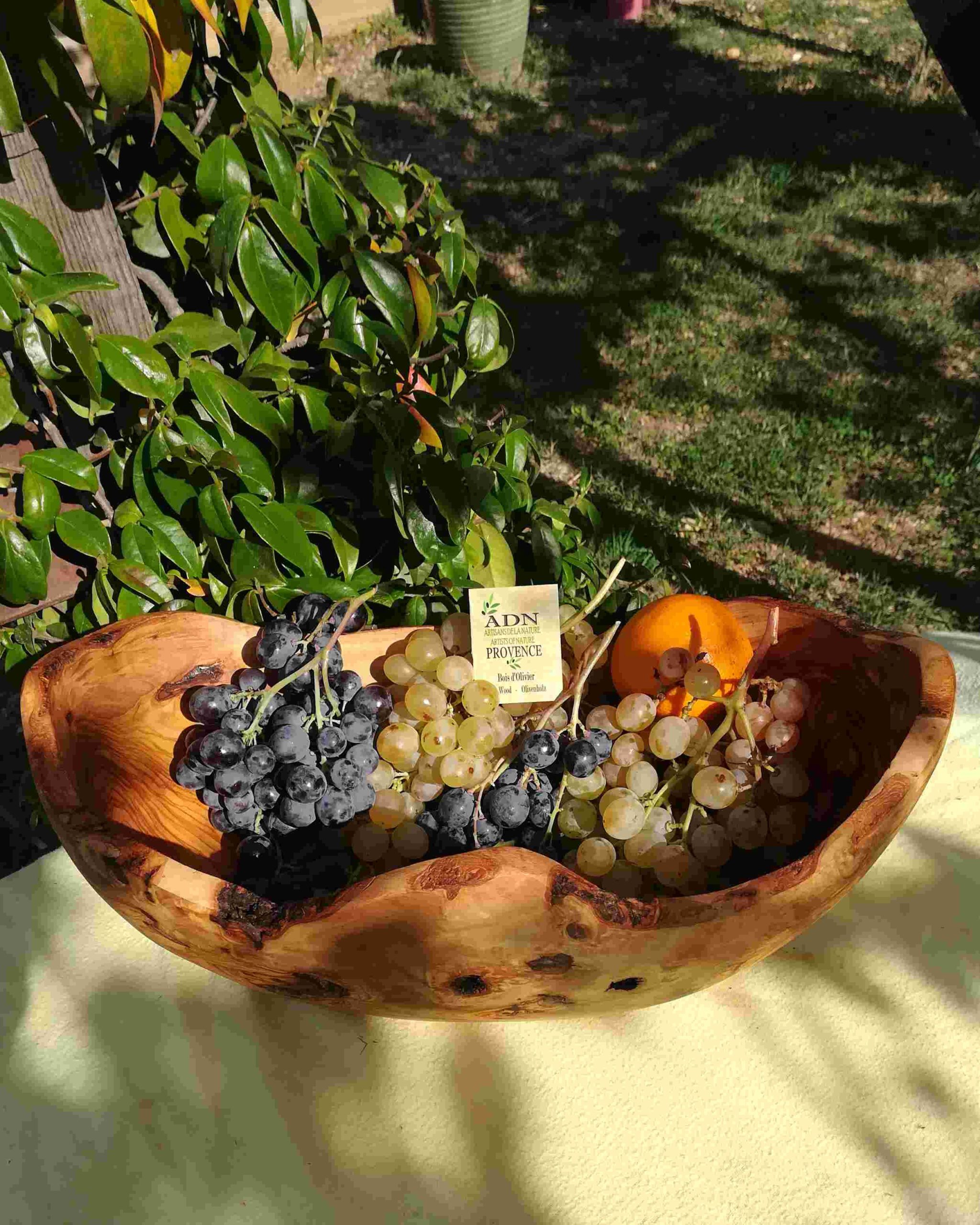 Coupe à fruits rustique Ovale en Bois d’Olivier 26 cm env.