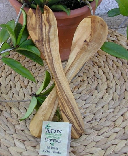 Couverts à Salade en Bois d’Olivier 25 cm