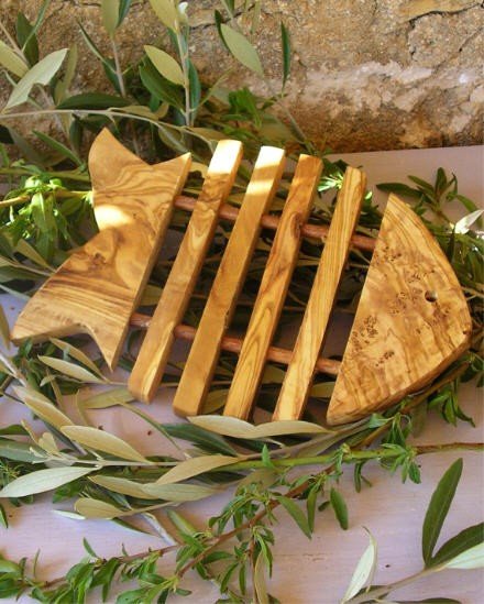Dessous de plat en forme de poisson en Bois d’Olivier