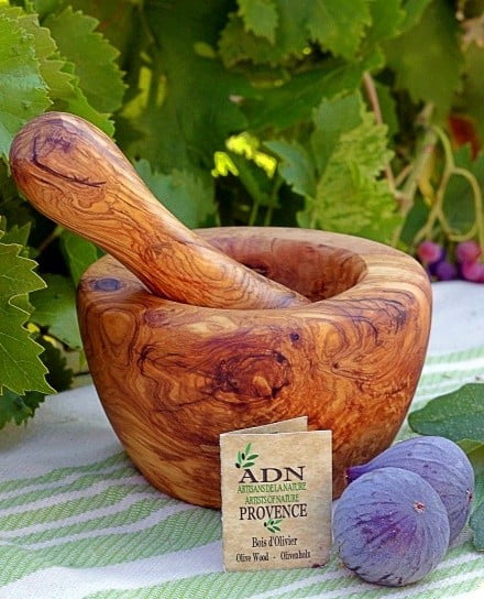 Mortier et son Pilon en Bois d’Olivier 18 cm