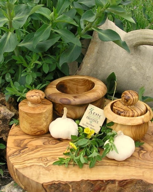 Mortier Presse-Ail en Bois d'Olivier 10 cm