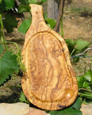 Planche à Viande avec manche en Bois d'Olivier 50x25x2cm env.