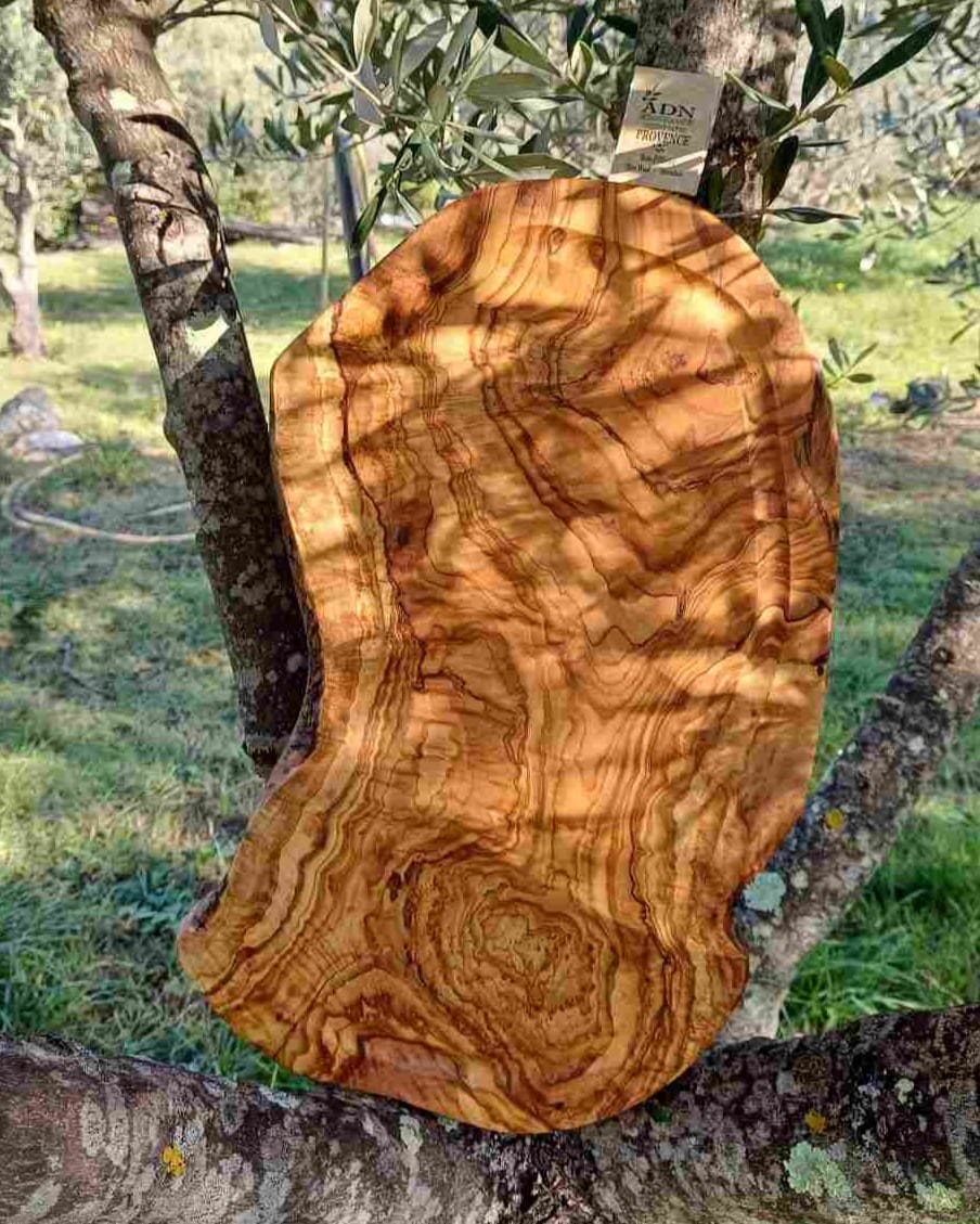 Plateau Naturel en Bois d’Olivier grand 50cm avec rigole