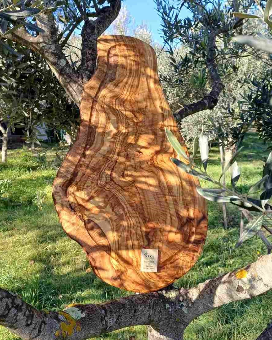 Plateau Naturel en Bois d’Olivier grand 70cm avec rigole