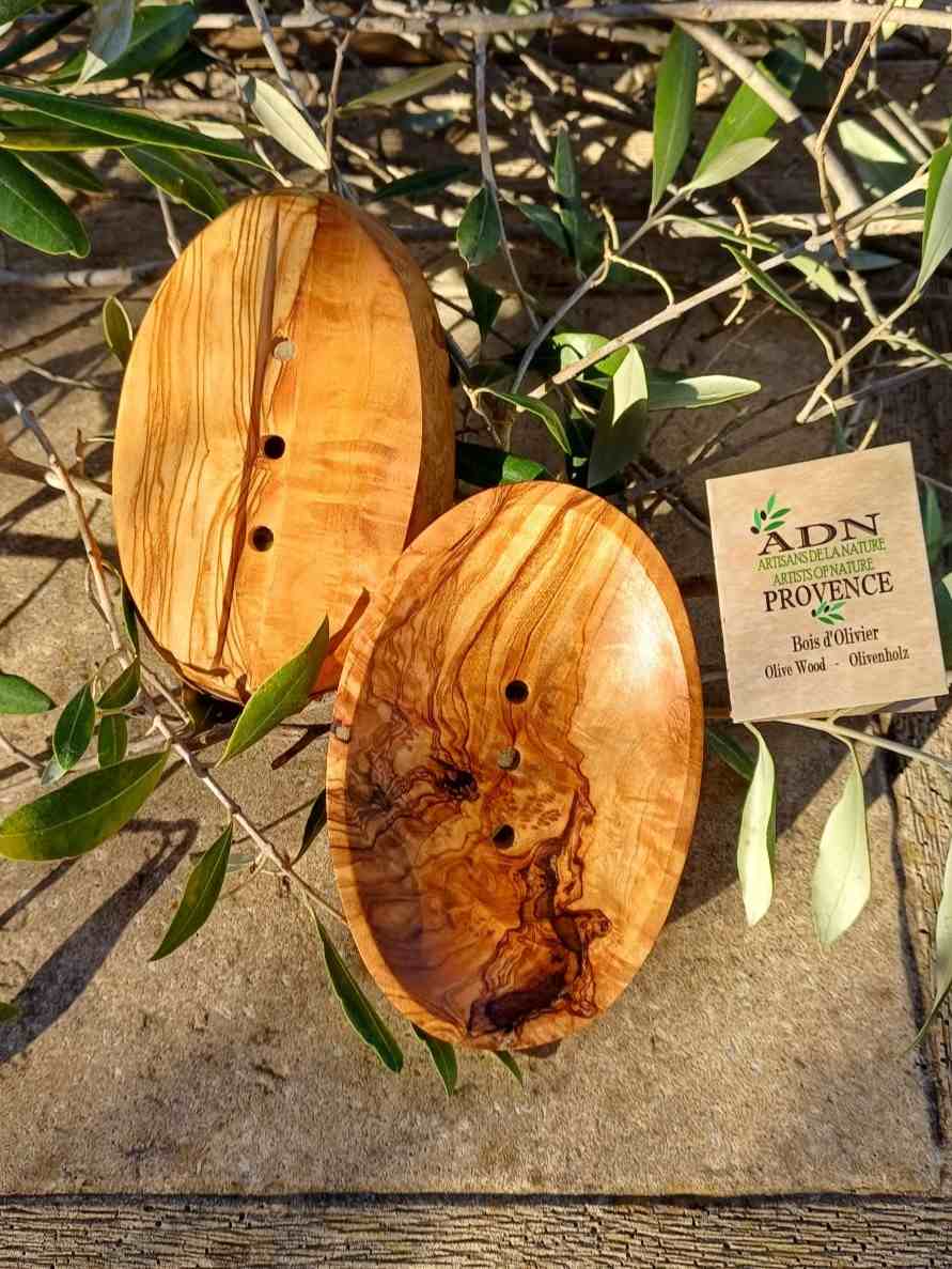 Porte Savon forme Ovale en Bois d’Olivier