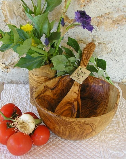 Saladier Moderne en Bois d’Olivier 24 cm env.