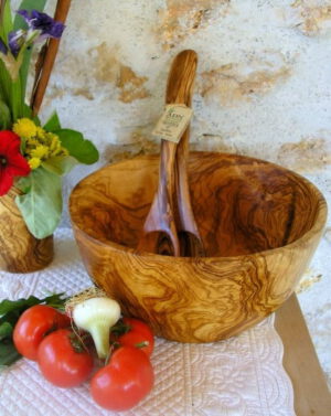 Saladier Moderne en Bois d'Olivier 32 cm env.