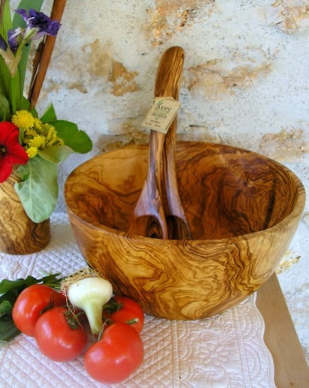 Saladier Moderne en Bois d’Olivier 31 cm env.