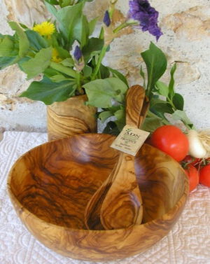 Saladier Moderne en Bois d'Olivier 33 cm env