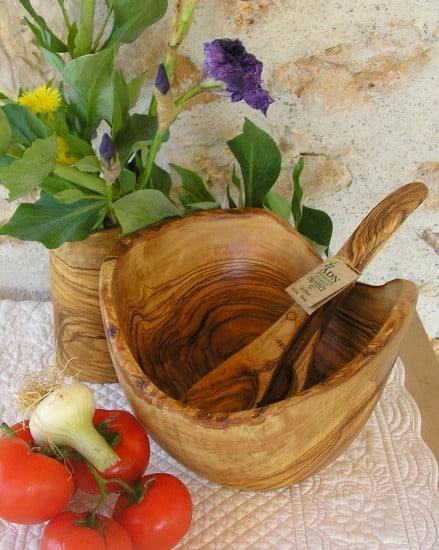 Saladier Rustique en Bois d’Olivier 27 cm env.
