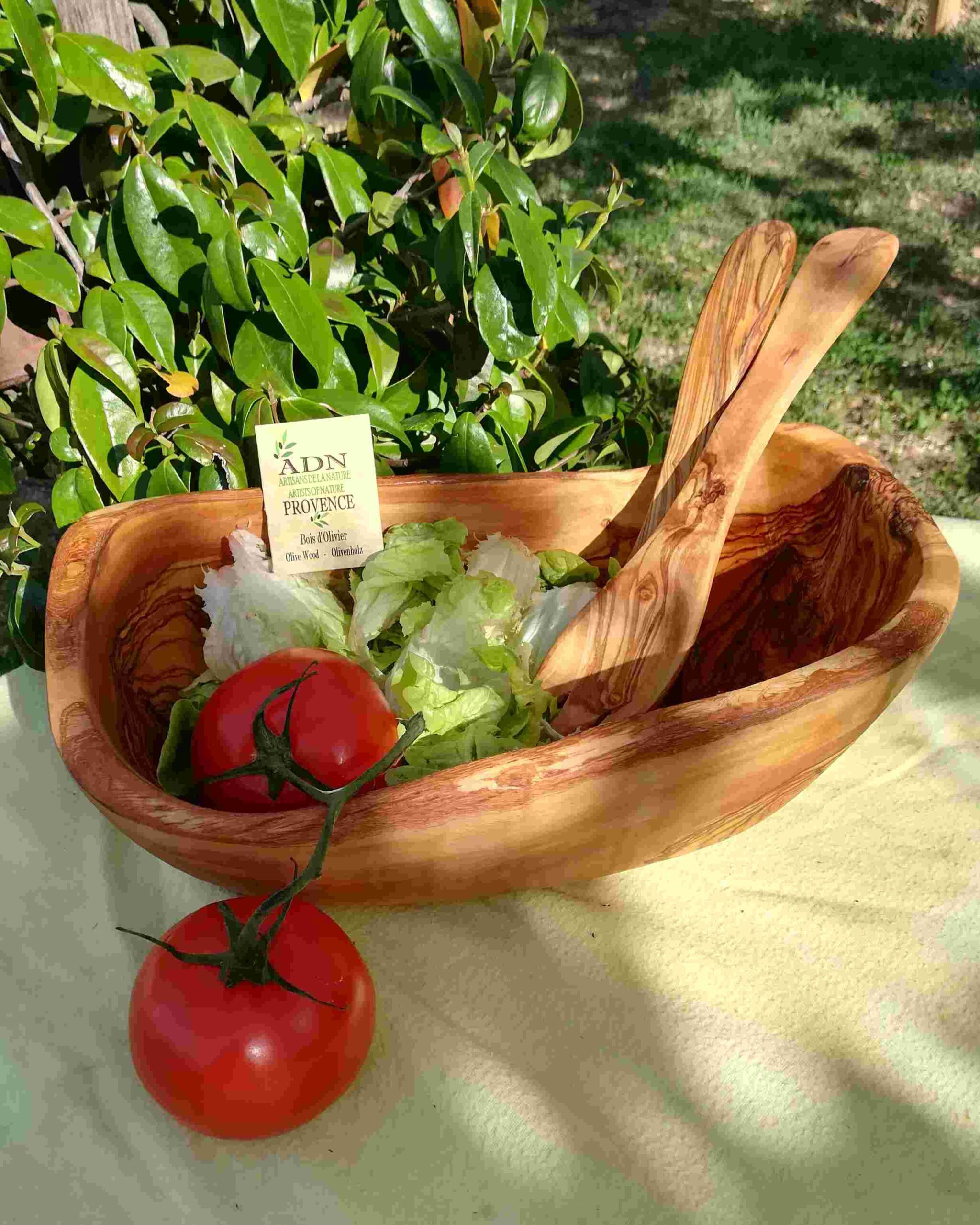 Saladier Rustique Ovale en Bois d’Olivier 30 cm env.