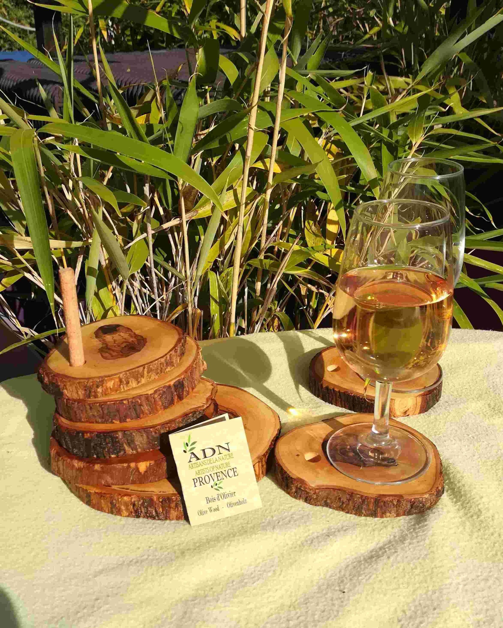 Set rustique 6 sous verre en Bois d’Olivier