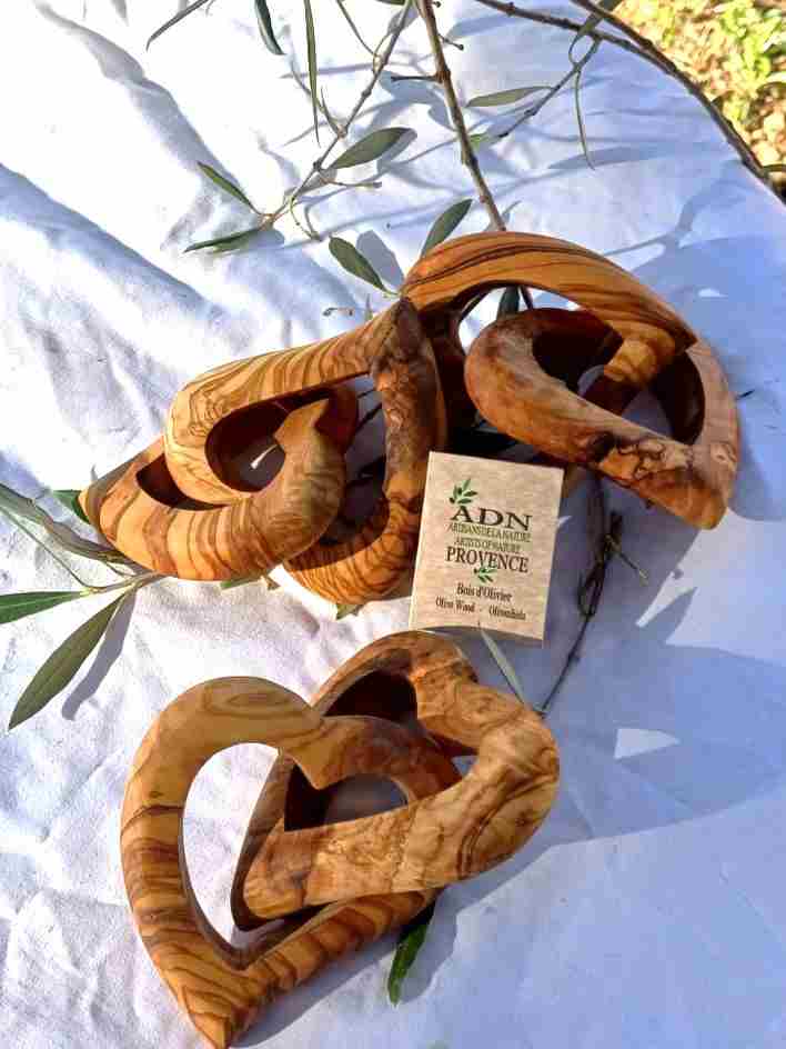 Coeur double entrelacé en Bois d’Olivier
