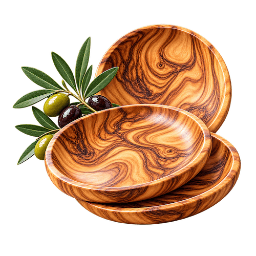 Assiettes en Bois d'Olivier